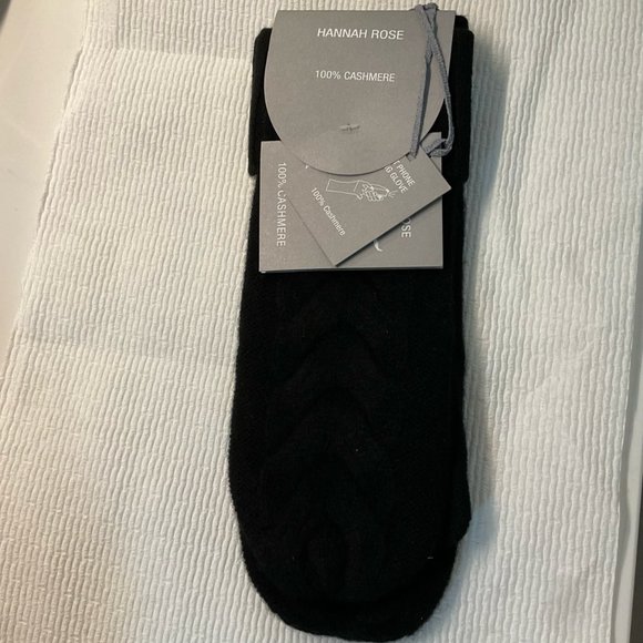 HANNAH ROSE 100% Cashmere Mittens Black Chunky Cable-Knit Soft Touch Screen Cuff - Picture 2 of 5